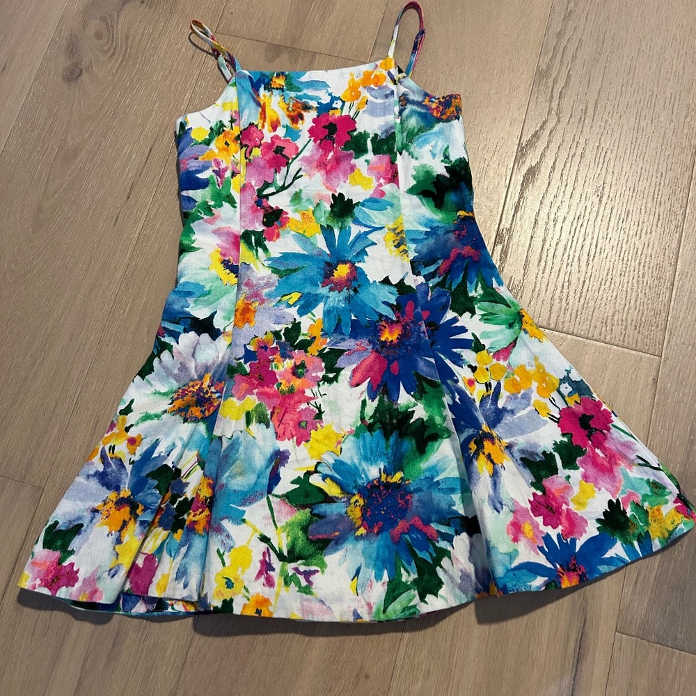 Polo Ralph Lauren Multicolor Floral Print Cotton Dress for Girls Size 7 Preppy!